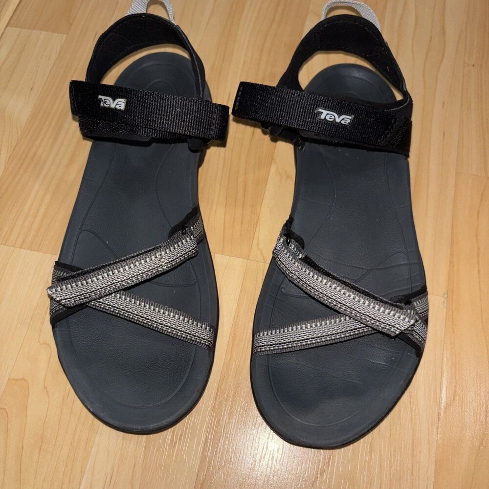 Teva Verra Sandals Size 7 Black Gray Ankle Strap Hiking Camping Waterproof